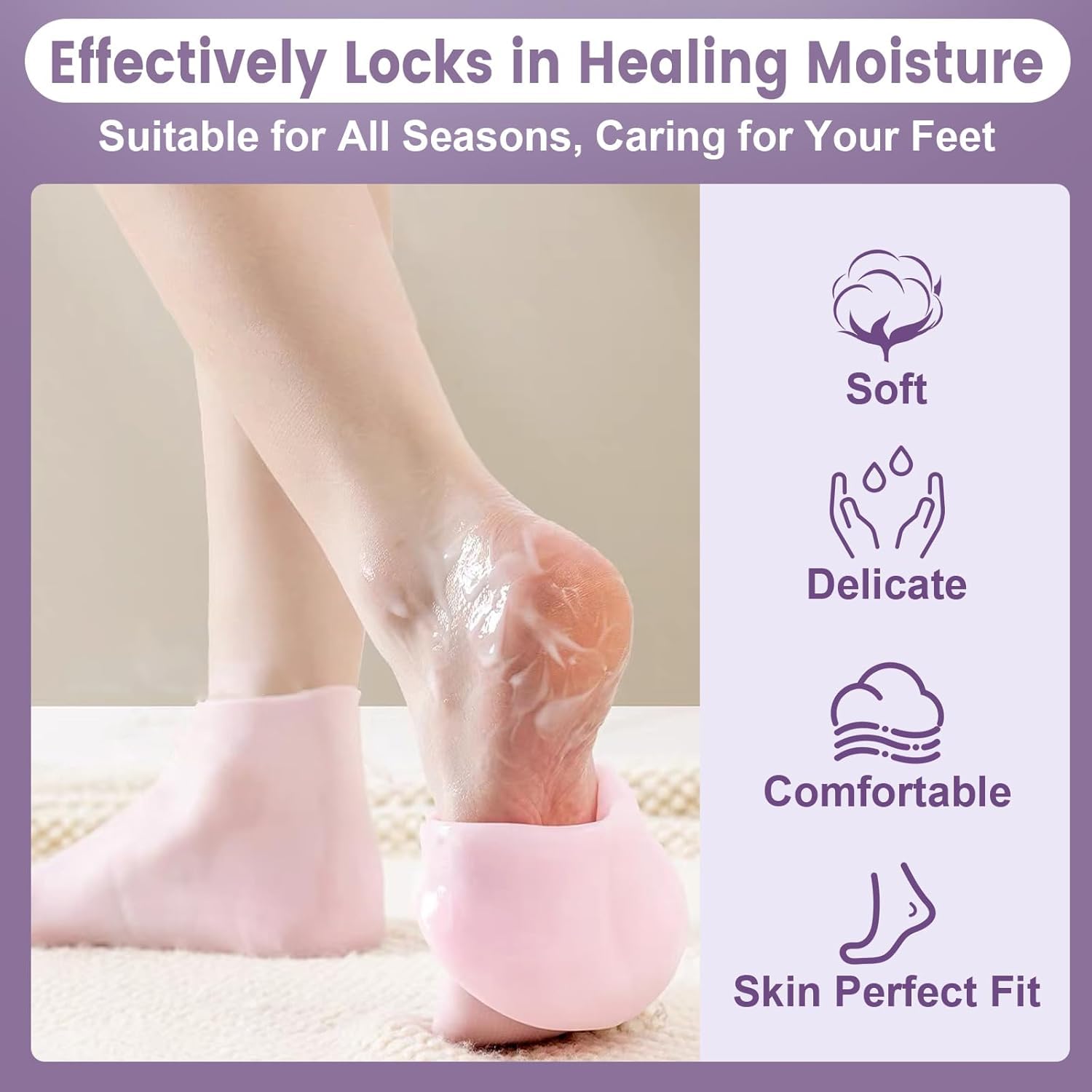 Silicone Moisturizing Socks (Pink)