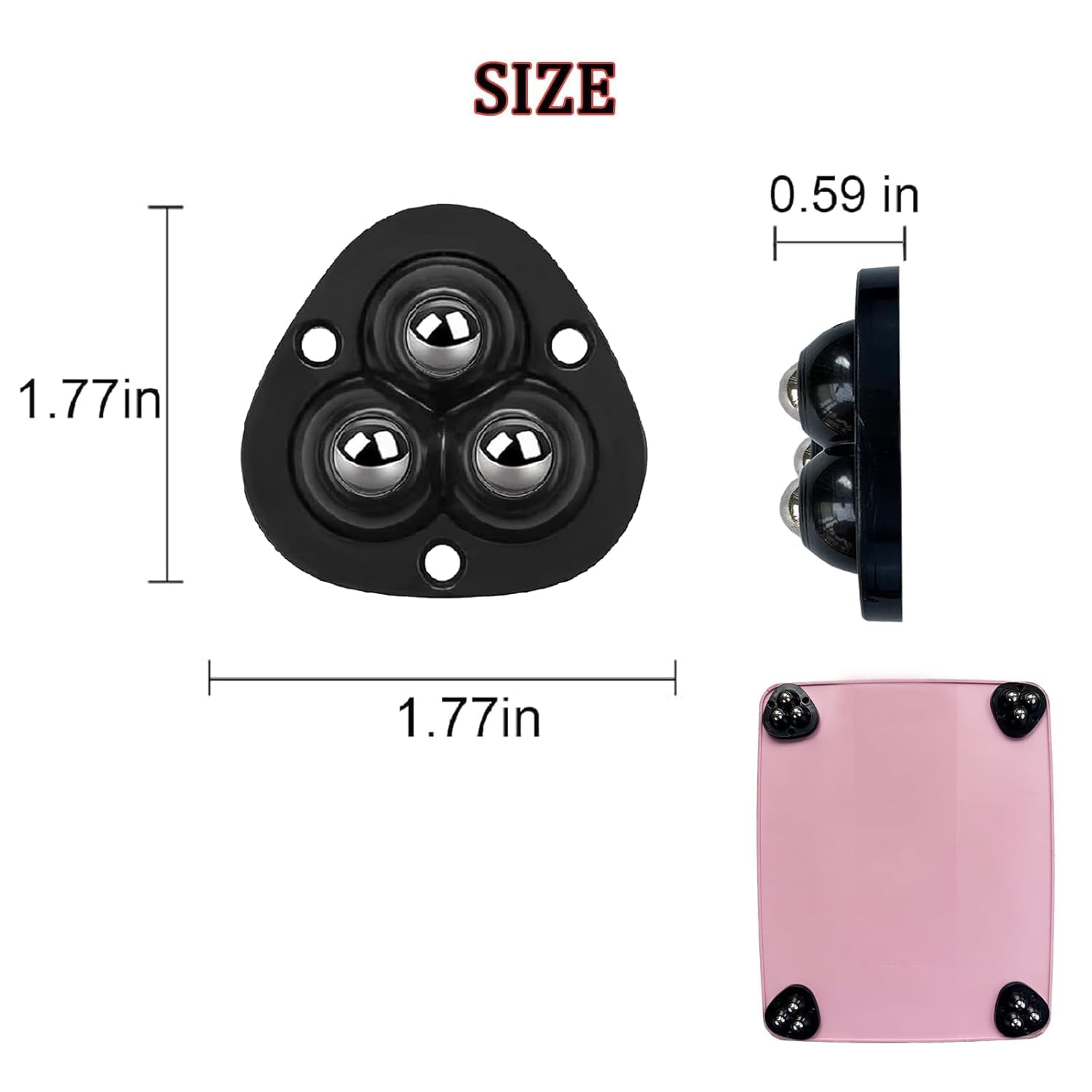 Triangle Caster Wheel Set (Black)