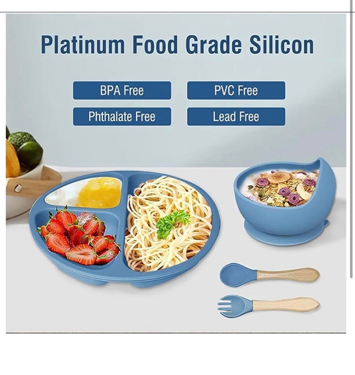 Silicone Baby Feeding Set 8pcs (Multi Color)