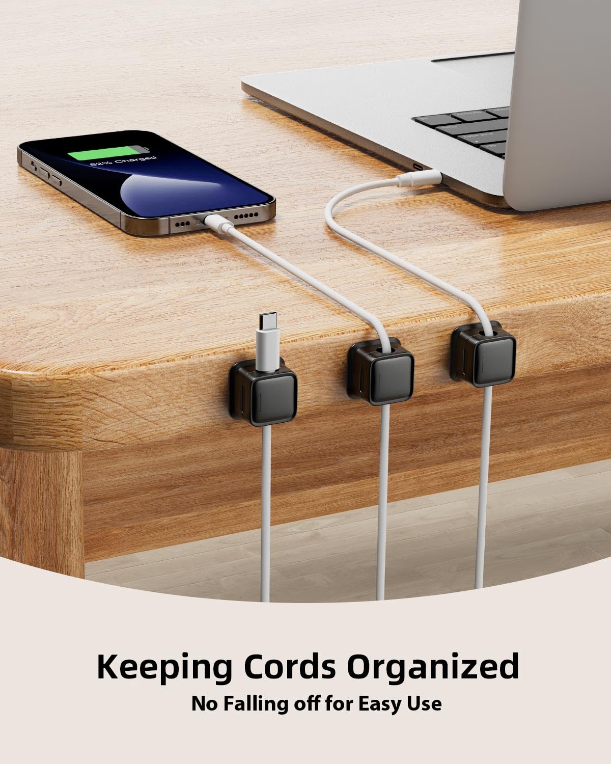Magnetic Cable Organizer Clips 6pcs - Black Color