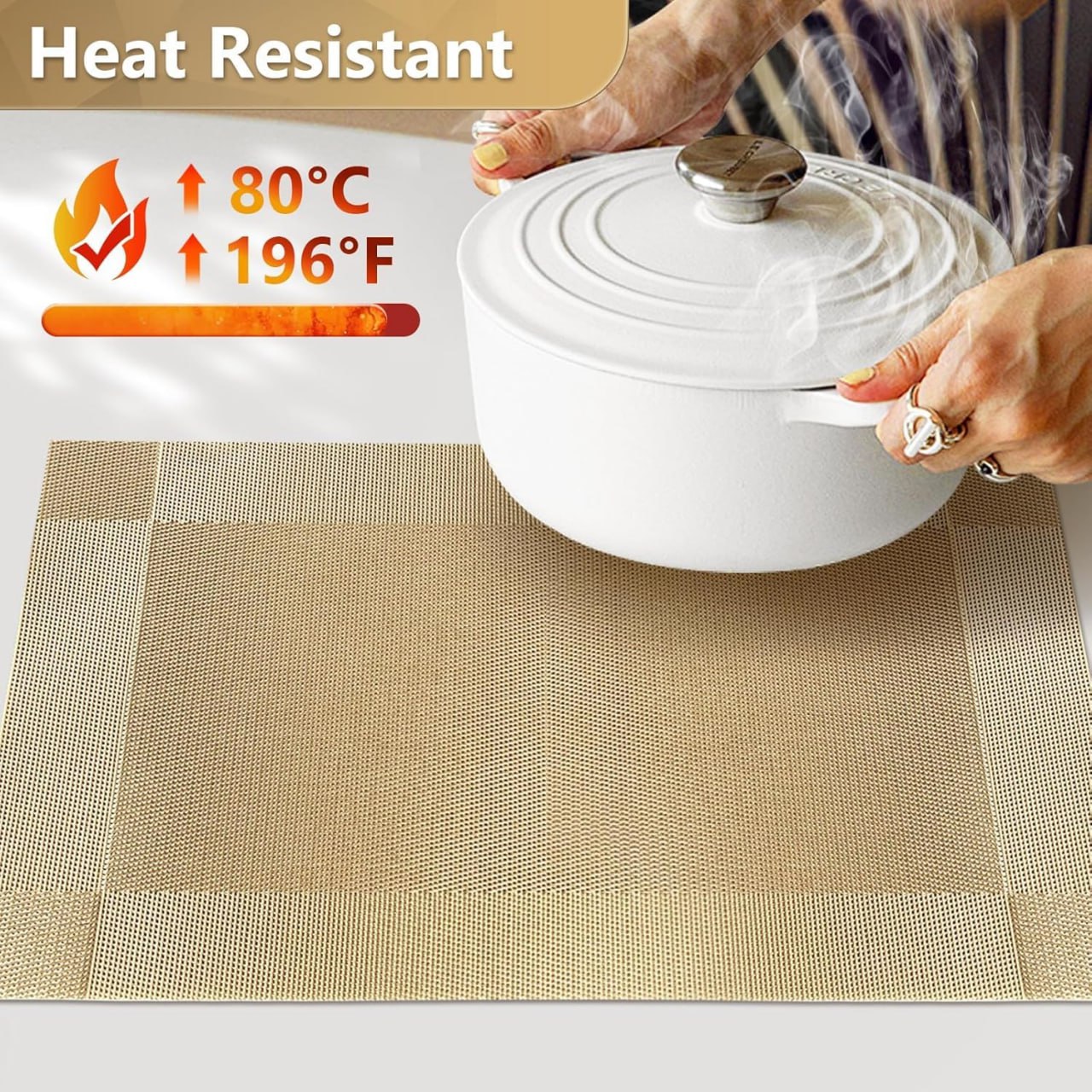 Woven Dining Placemats, Table Mat Golden - 1pcs