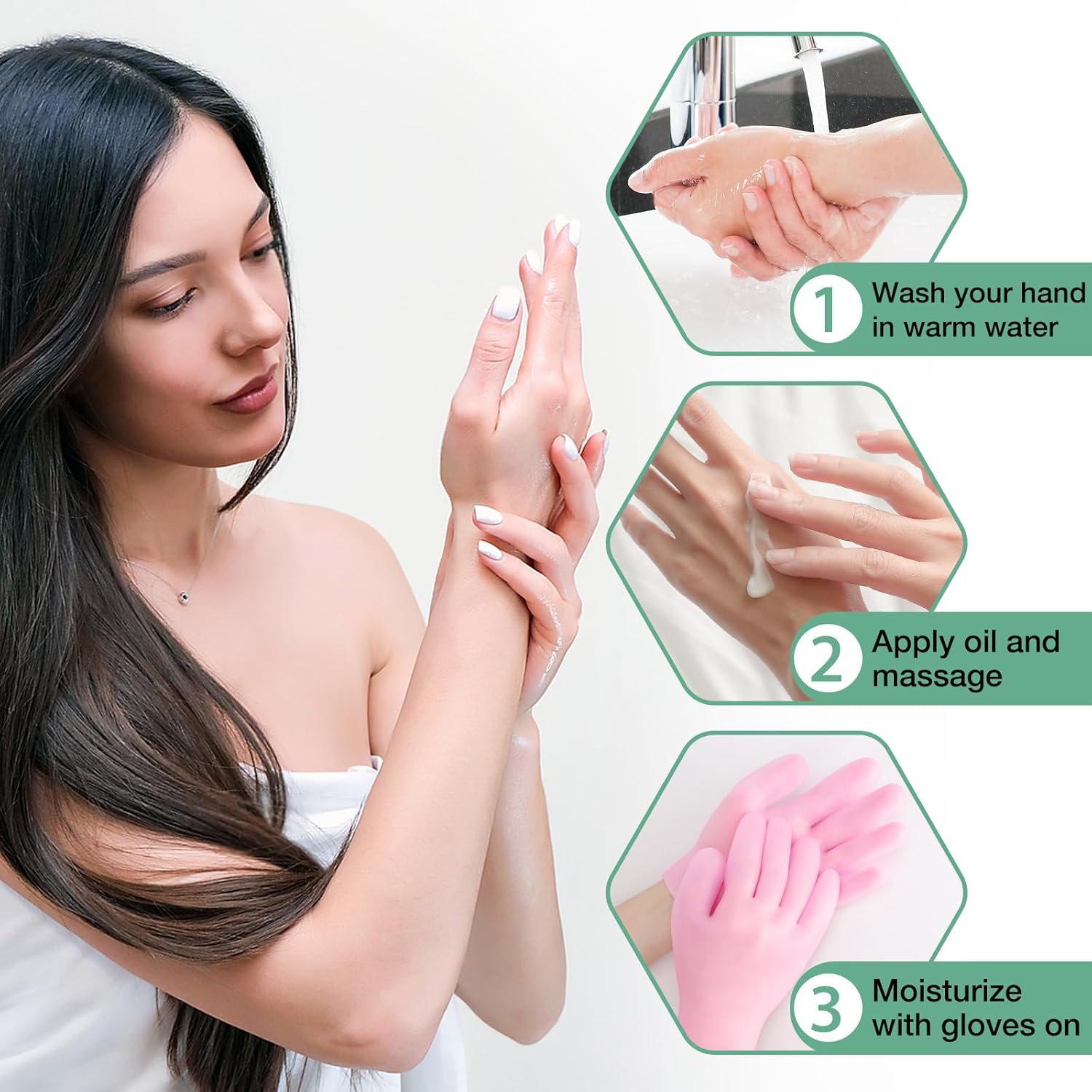 Silicone Moisturizing Spa Gloves - Pink Color