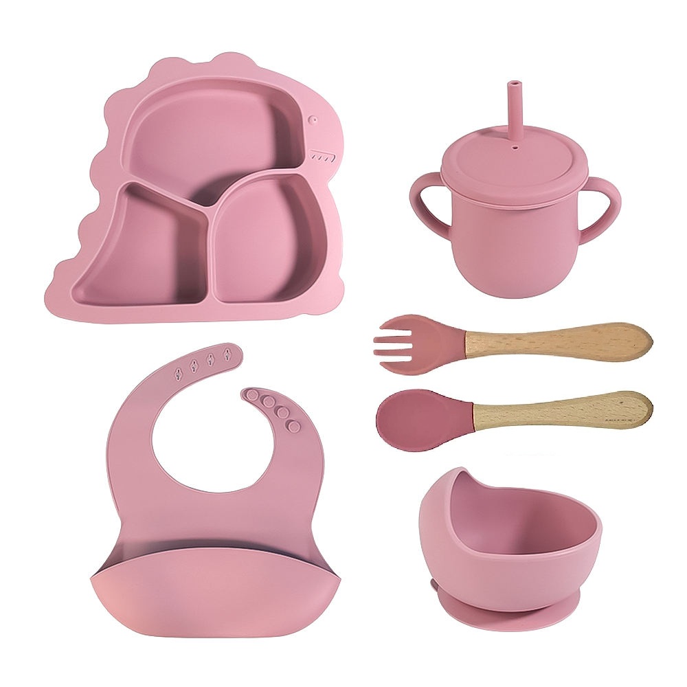 6pcs Dragon Shape Baby Feeding Set (Wooden Spoon)