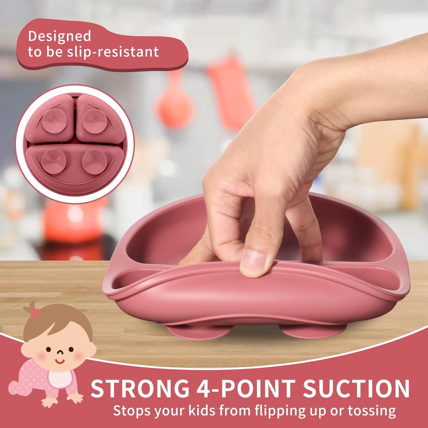 4pcs Silicone Baby Feeding Set