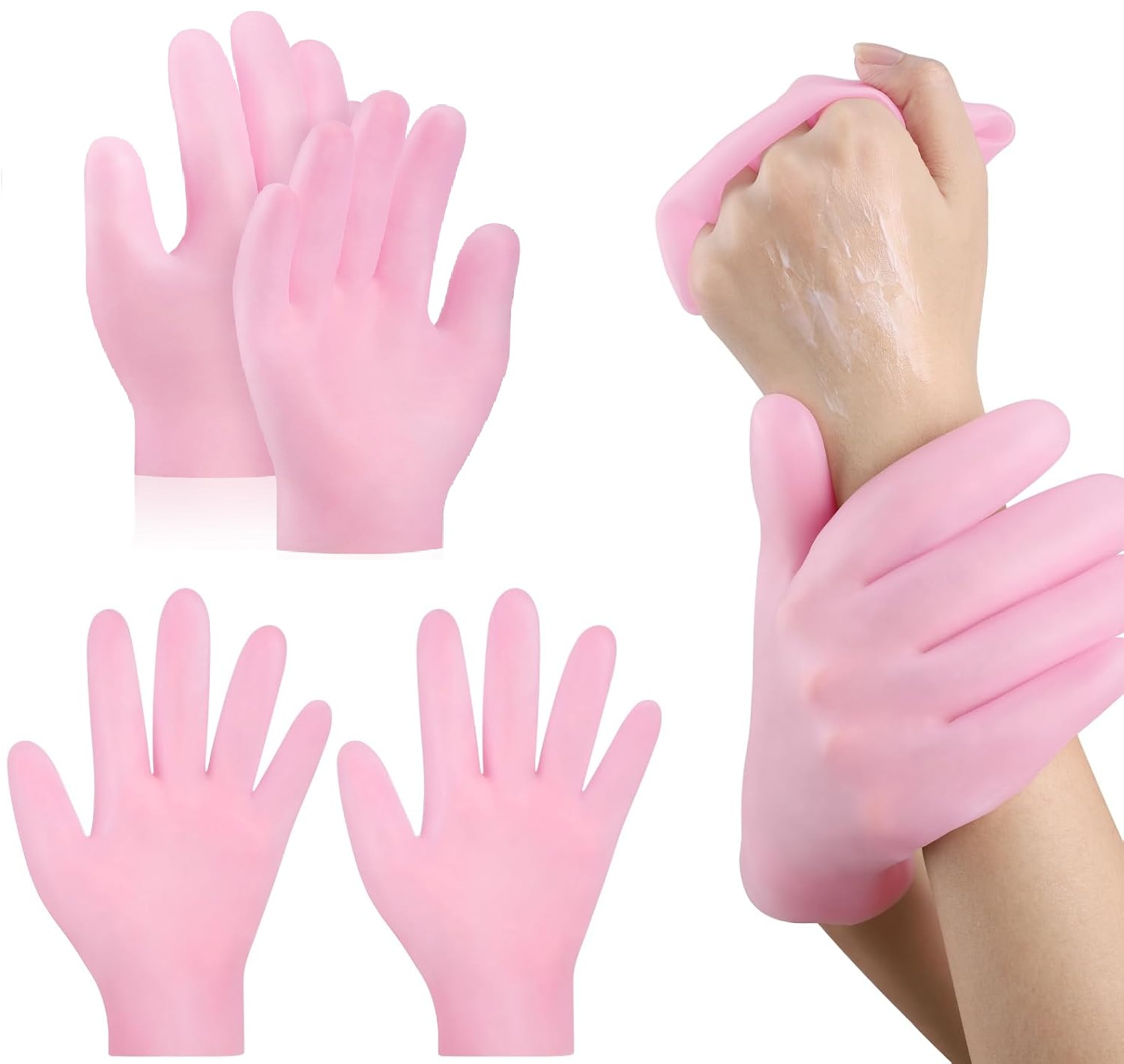 Silicone Moisturizing Spa Gloves - Pink Color