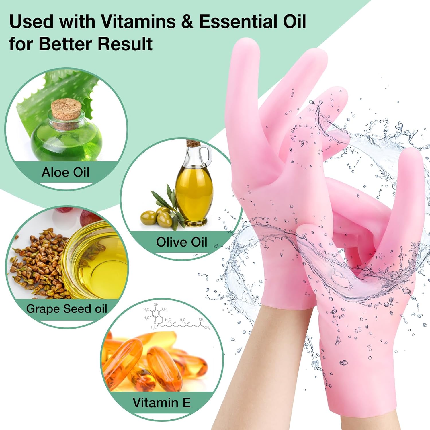 Silicone Moisturizing Spa Gloves - Pink Color