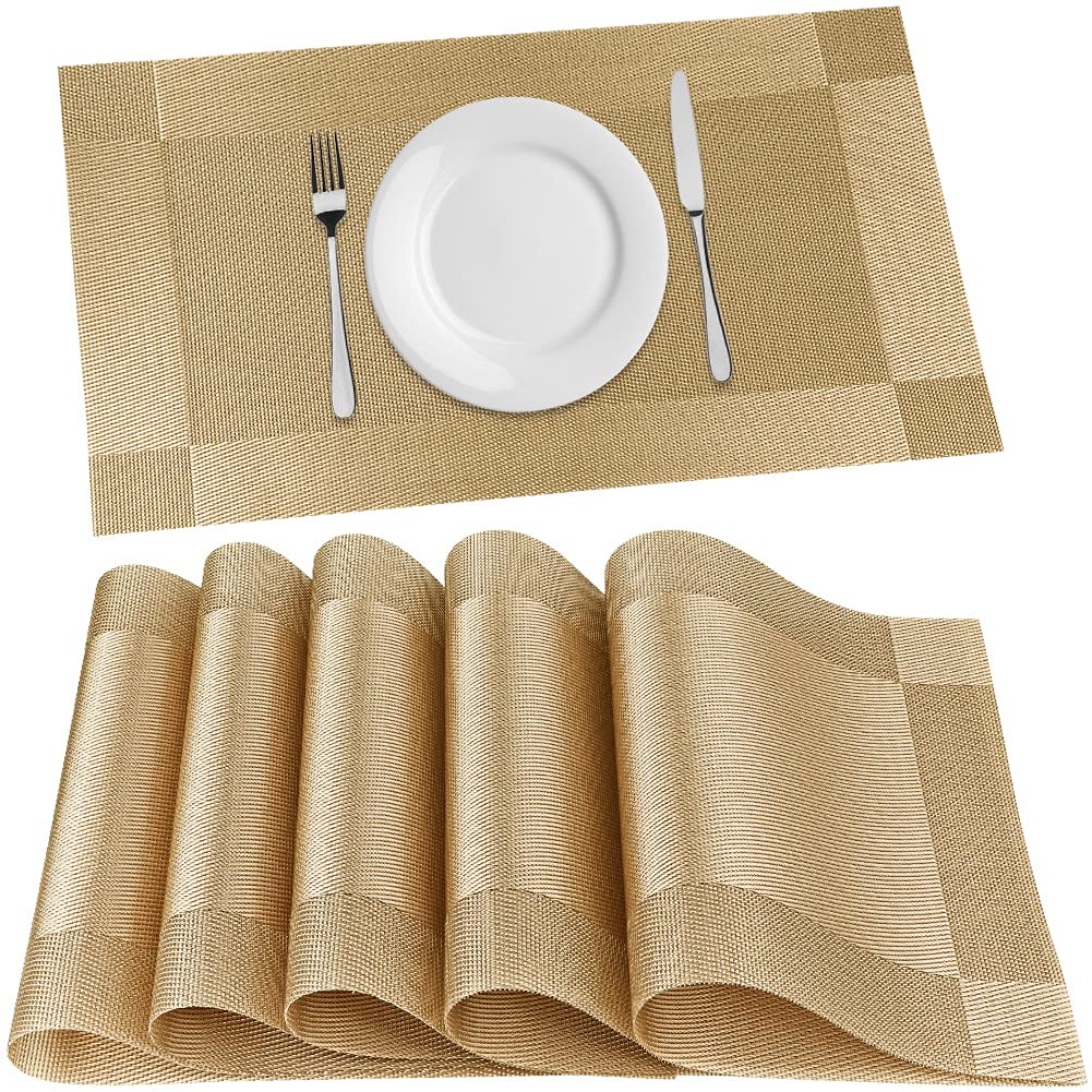 Woven Dining Placemats, Table Mat Golden - 1pcs