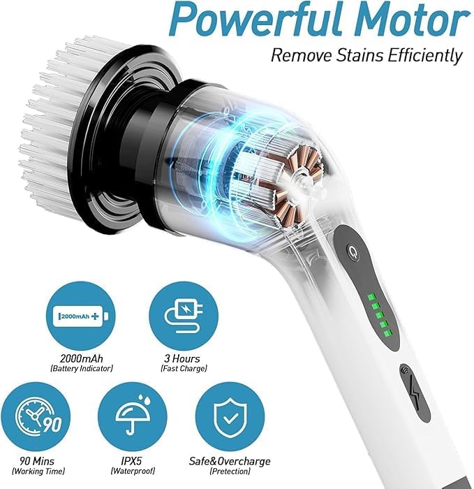 9-in-1 Electric Spin Cleaning Brush Scrubber 