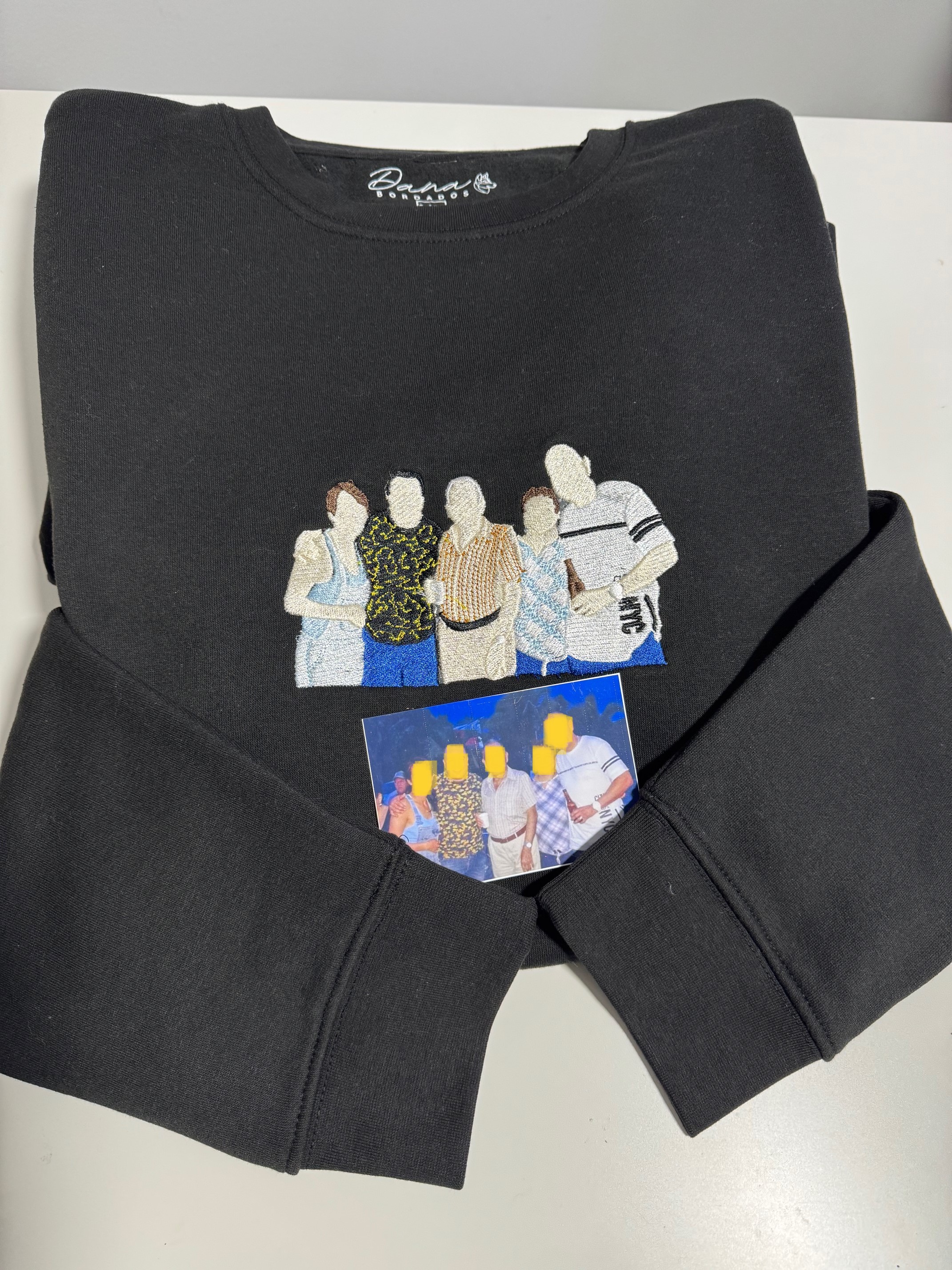 Sudadera sin capucha foto grande bordada personalizada