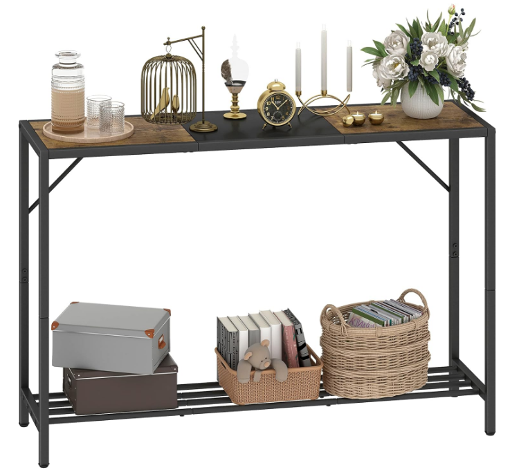 Console Table, 41.7" Industrial Entryway Table with Shelf, Narrow Sofa Table for Hallway, Entrance Hall, Corridor, Foyer, Living Room