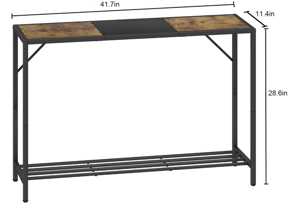 Console Table, 41.7" Industrial Entryway Table with Shelf, Narrow Sofa Table for Hallway, Entrance Hall, Corridor, Foyer, Living Room