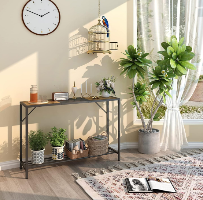 Console Table, 41.7" Industrial Entryway Table with Shelf, Narrow Sofa Table for Hallway, Entrance Hall, Corridor, Foyer, Living Room