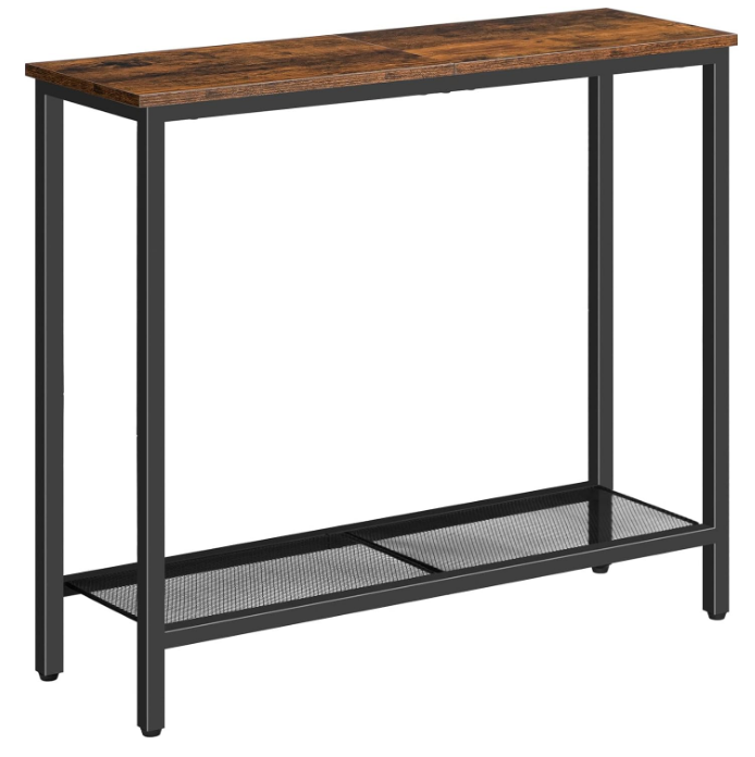 29.5" Narrow Console Table, Small Entryway Table with Shelf, 2 Tier Thin Sofa Table, Side Table, Display Table, for Hallway, Living Room, Bedroom, Rustic Brown and Black BF74XG01