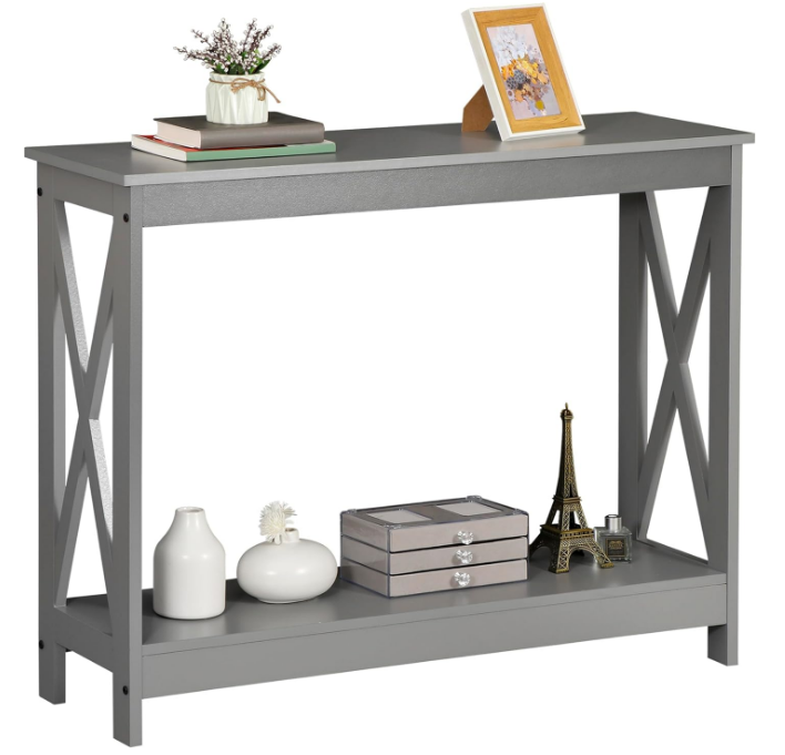 Console Table, Entryway Table, Narrow Sofa Table with 2-Tier Shelves, Entrance Table for Living Room, Entryway, Hallway, Foyer (Grey)