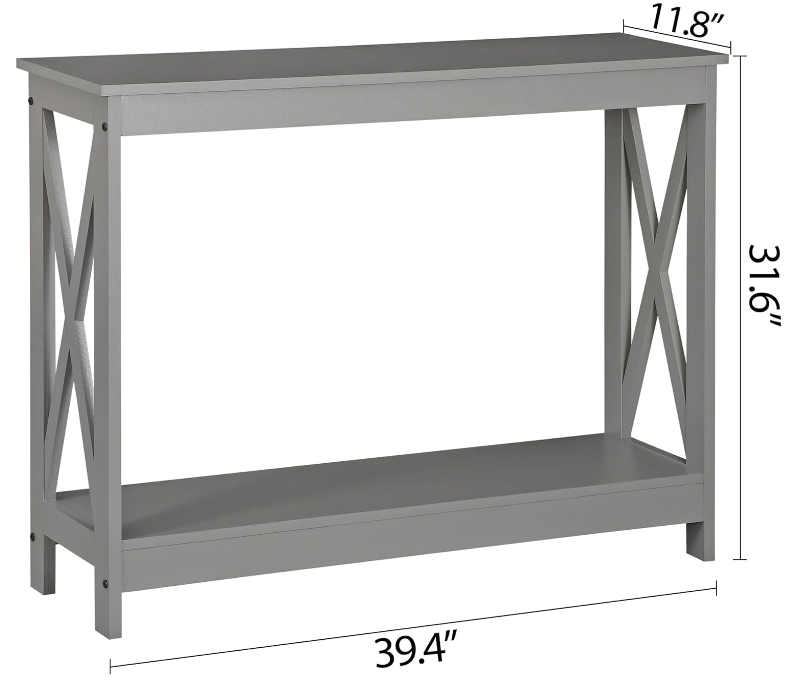 Console Table, Entryway Table, Narrow Sofa Table with 2-Tier Shelves, Entrance Table for Living Room, Entryway, Hallway, Foyer (Grey)