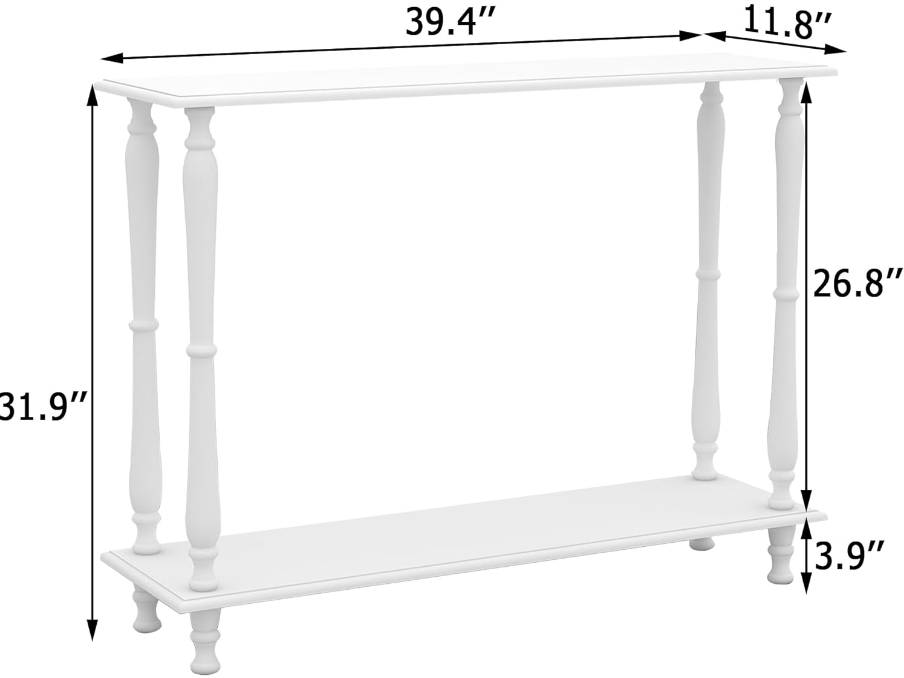Narrow White Entryway Table Couch Table Behind Sofa Vintage Wooden Console Table Behind Couch Skinny Hallway Table 32 Inch Entry Way Table for Living Room,Front Door,Entryway