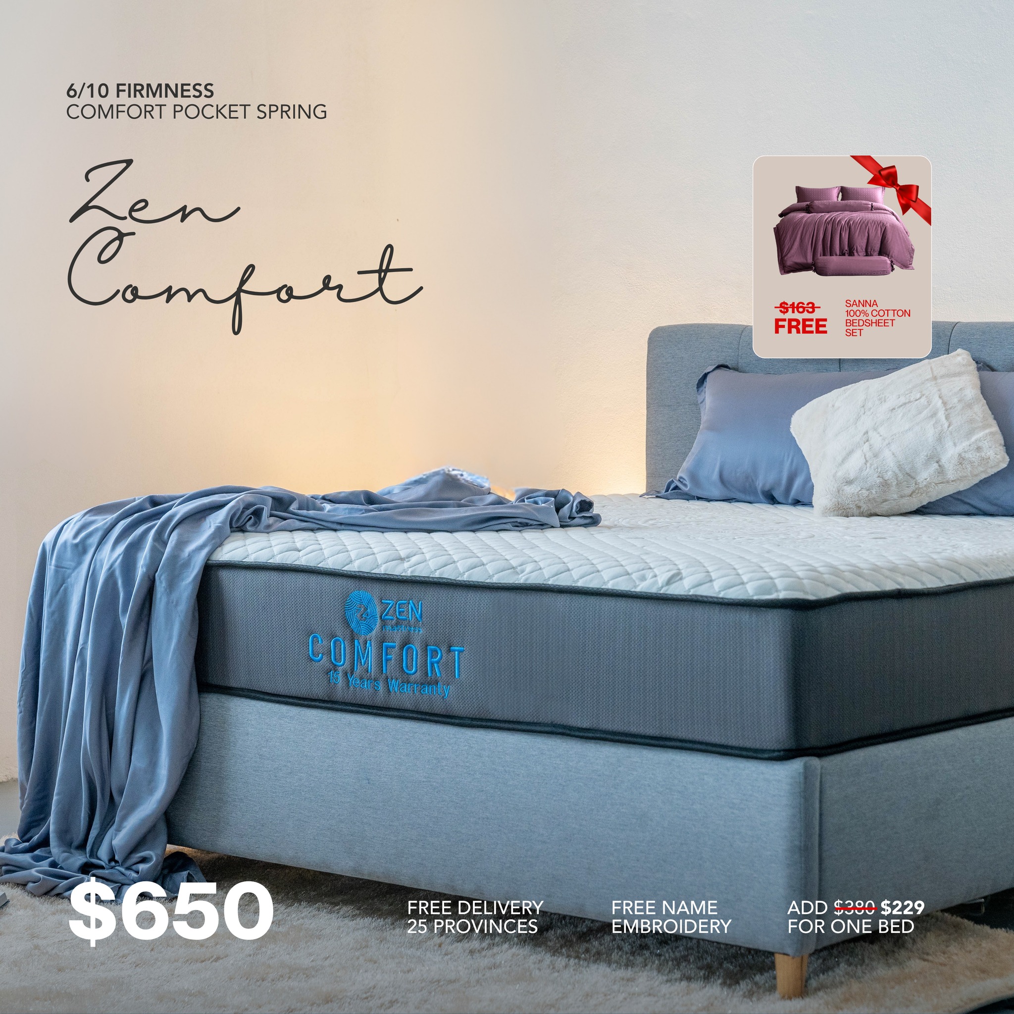 ZEN Comfort Promotion Free Bedsheet