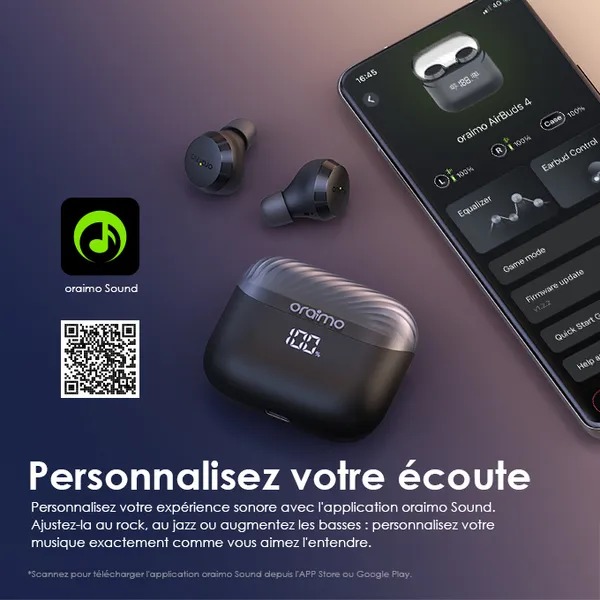 Oraimo Airbuds 4 - Ecouteurs Bluetooth - 38 Heures d'autonomie