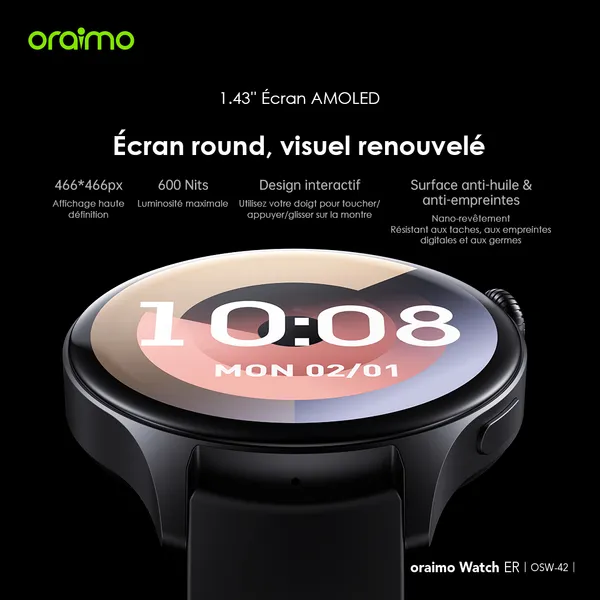 Oraimo Watch ER - 1,43" - Ecran Amoled - IP68