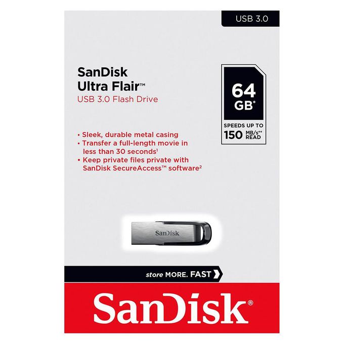 SanDisk Ultra Flair 3.0 - 64Go - Métal - Cle Usb