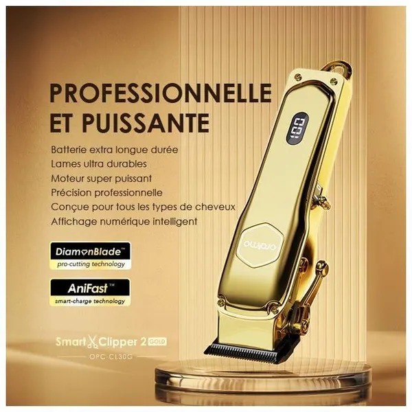 Oraimo Smart Clipper 2 Gold - Tondeuse à cheveux professionnelle 