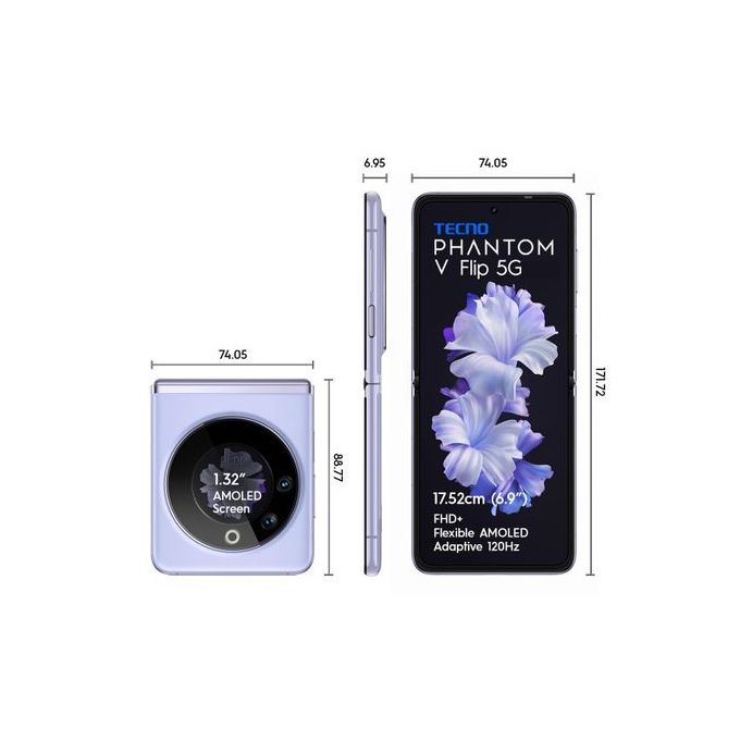 Tecno Phantom V Flip 5G - 256Go - 8Go - Amoled Pliable