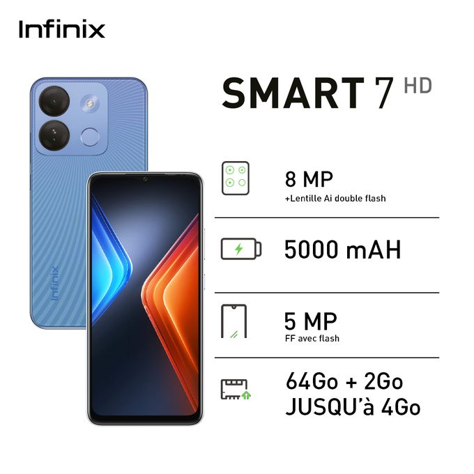 Infinix Smart 7 HD - 64Go - 2Go - 5000mah - 8Mpx