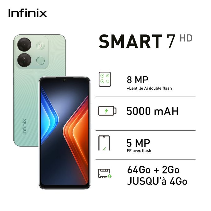 Infinix Smart 7 HD - 64Go - 2Go - 5000mah - 8Mpx