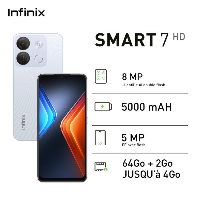 Infinix Smart 7 HD - 64Go - 2Go - 5000mah - 8Mpx