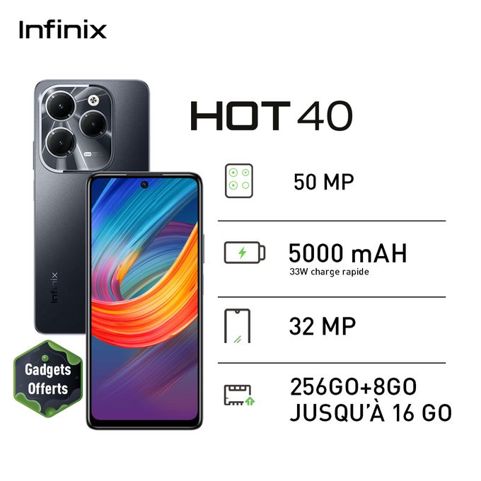 Infinix Hot 40 - 256Go - 8Go - 108Mpx - 5000mah