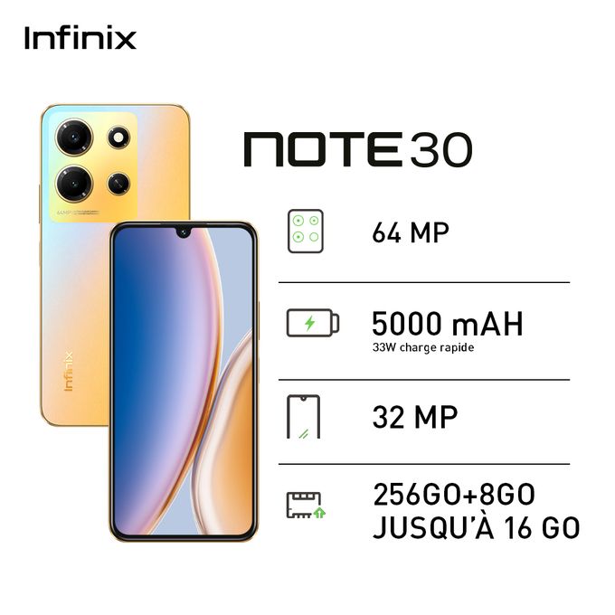 Infinix Note 30 - 4G - 256Go - 8Go - 64MP - 5000 MAh