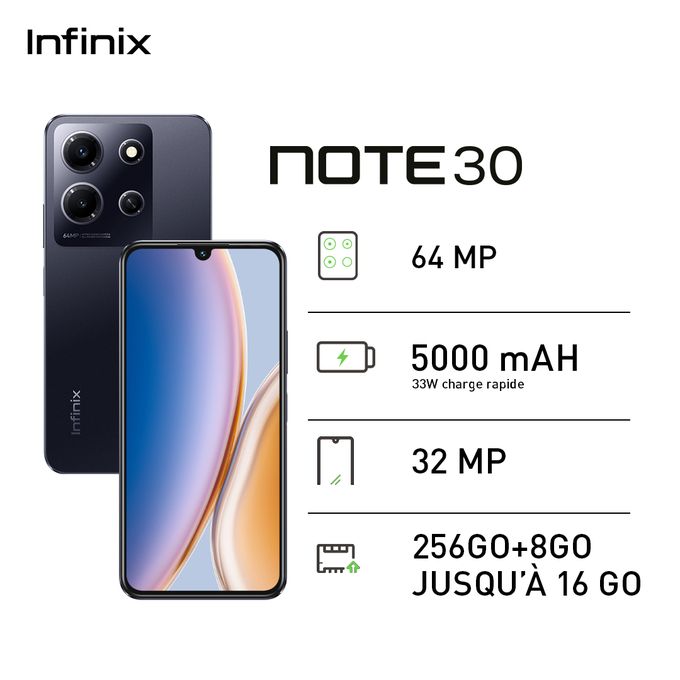 Infinix Note 30 - 4G - 256Go - 8Go - 64MP - 5000 MAh