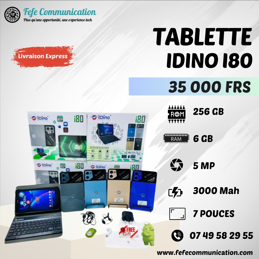 Tablette iDino i80 - 256GB - 6GB Ram - 8'' - 4 000 mAh