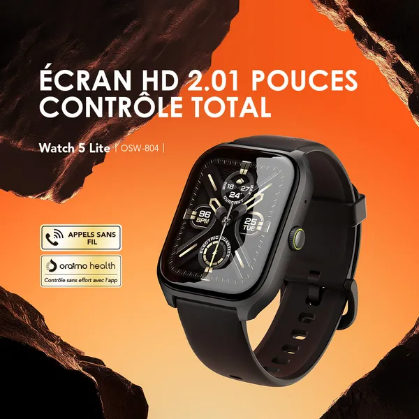 Oraimo Watch 5 Lite - Montre Connectée - Autonomie 7 Jours