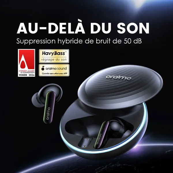 Oraimo SpaceBuds - Ecouteur Bluetooth - Autonomie 40H