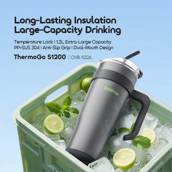 Oraimo ThermoGo S1200 Gourde isotherme Grande capacité 1,2 L
