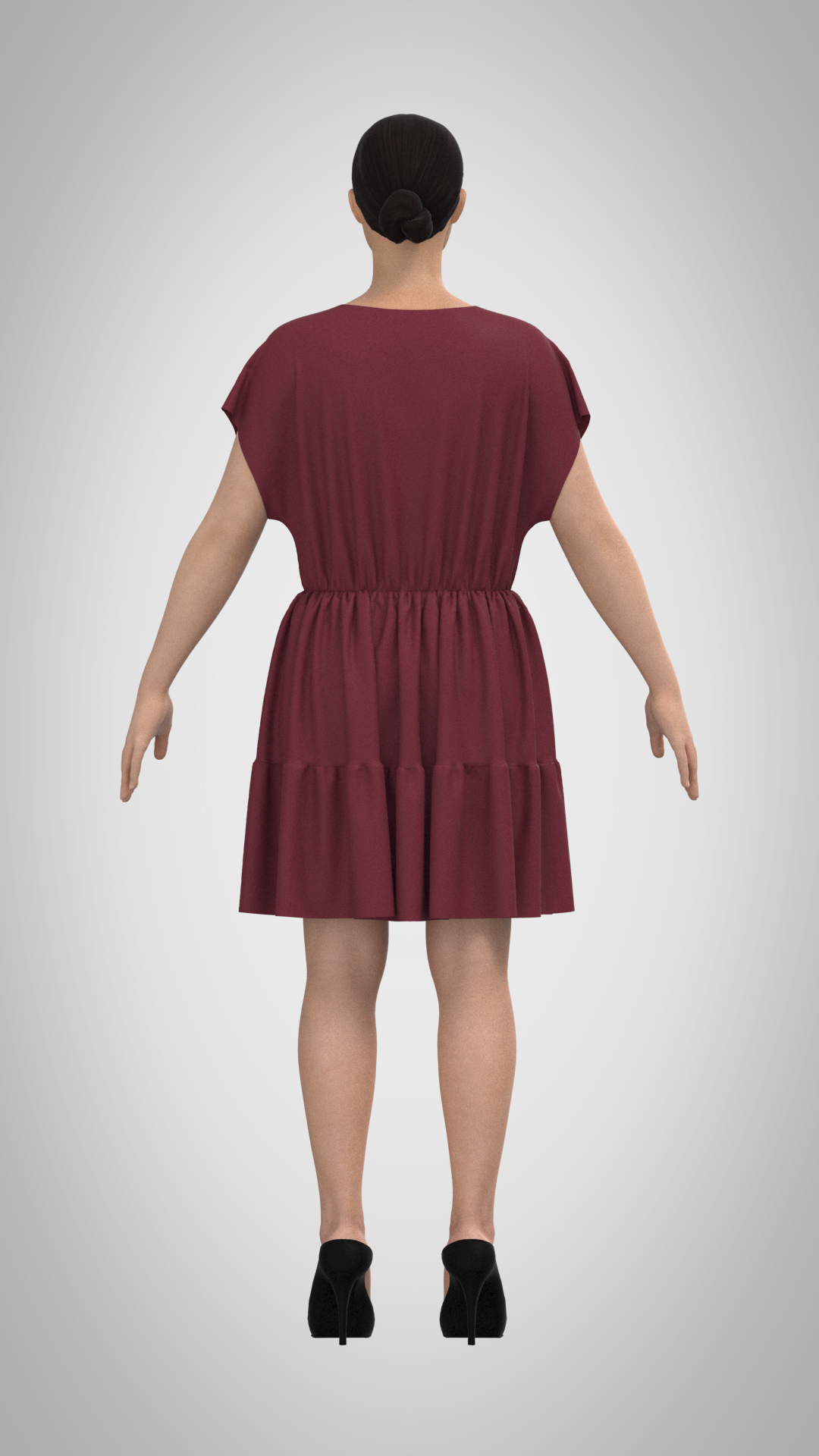 Burgundy Tie-Front Short Dress