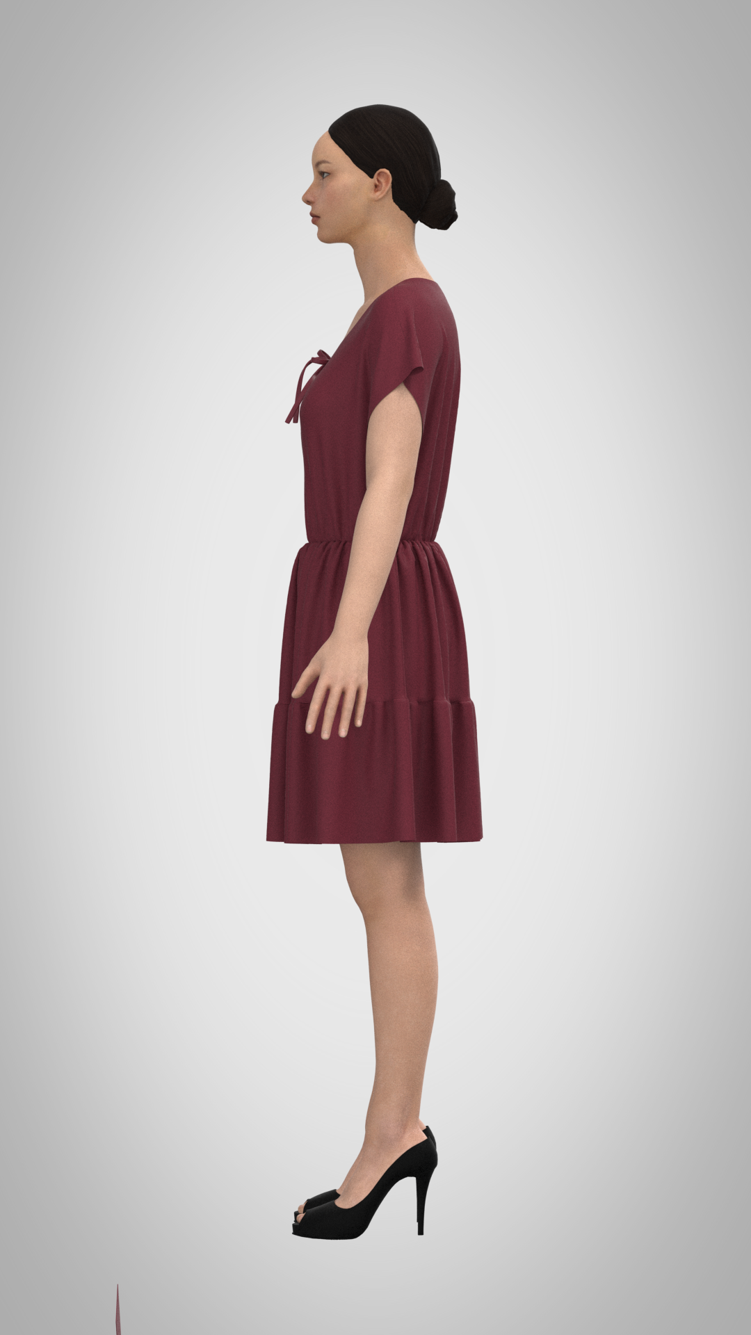 Burgundy Tie-Front Short Dress