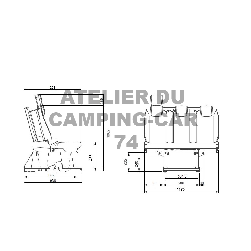 Banquette 3 places convertible SAF 43