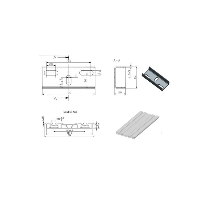 Rail aluminium pour sièges