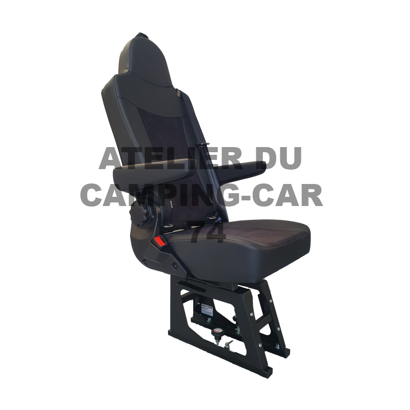 Siège taxi universel monoplace avec base 290 mm, console pivotante, Isofix, accoudoirs