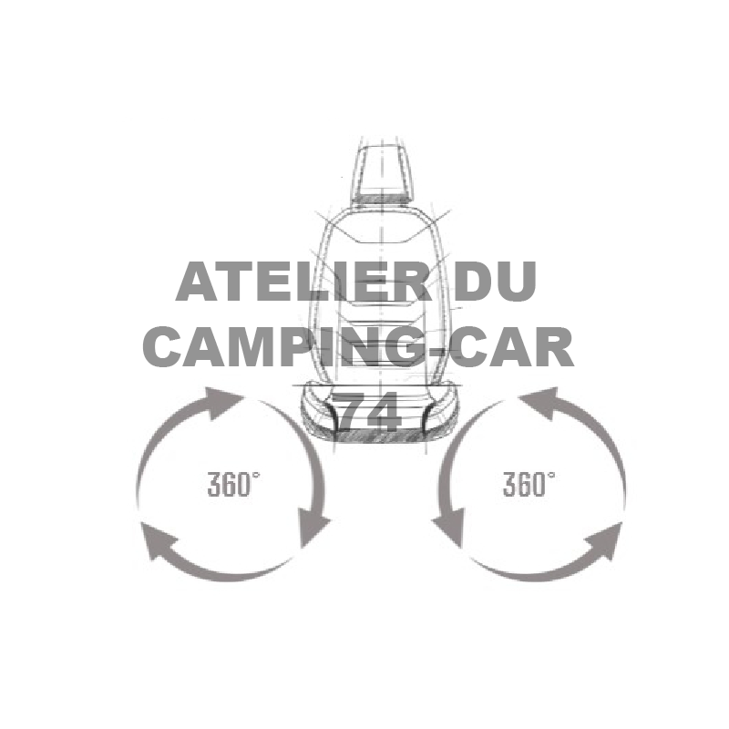 Siège taxi universel monoplace avec base 290 mm, console pivotante, Isofix, accoudoirs 