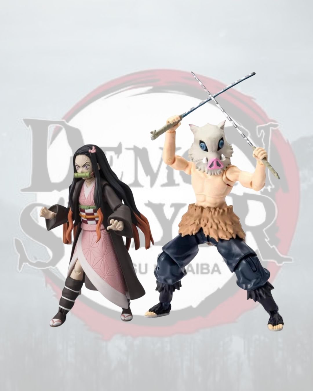 Set de 2 figuras: Inosuke Hashibira y Nezuko Kamado