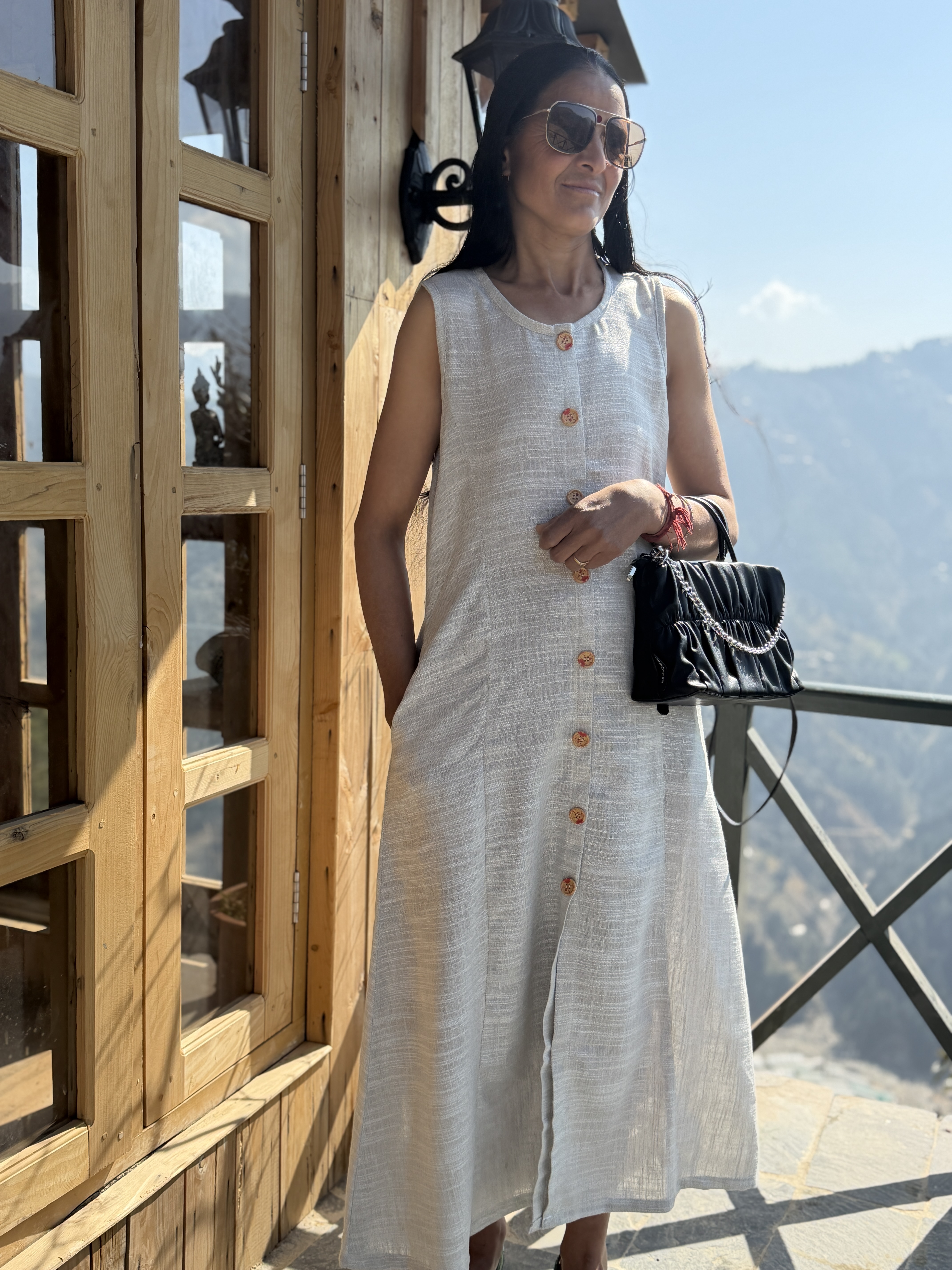 Rooted Cotton Linen Long Dress