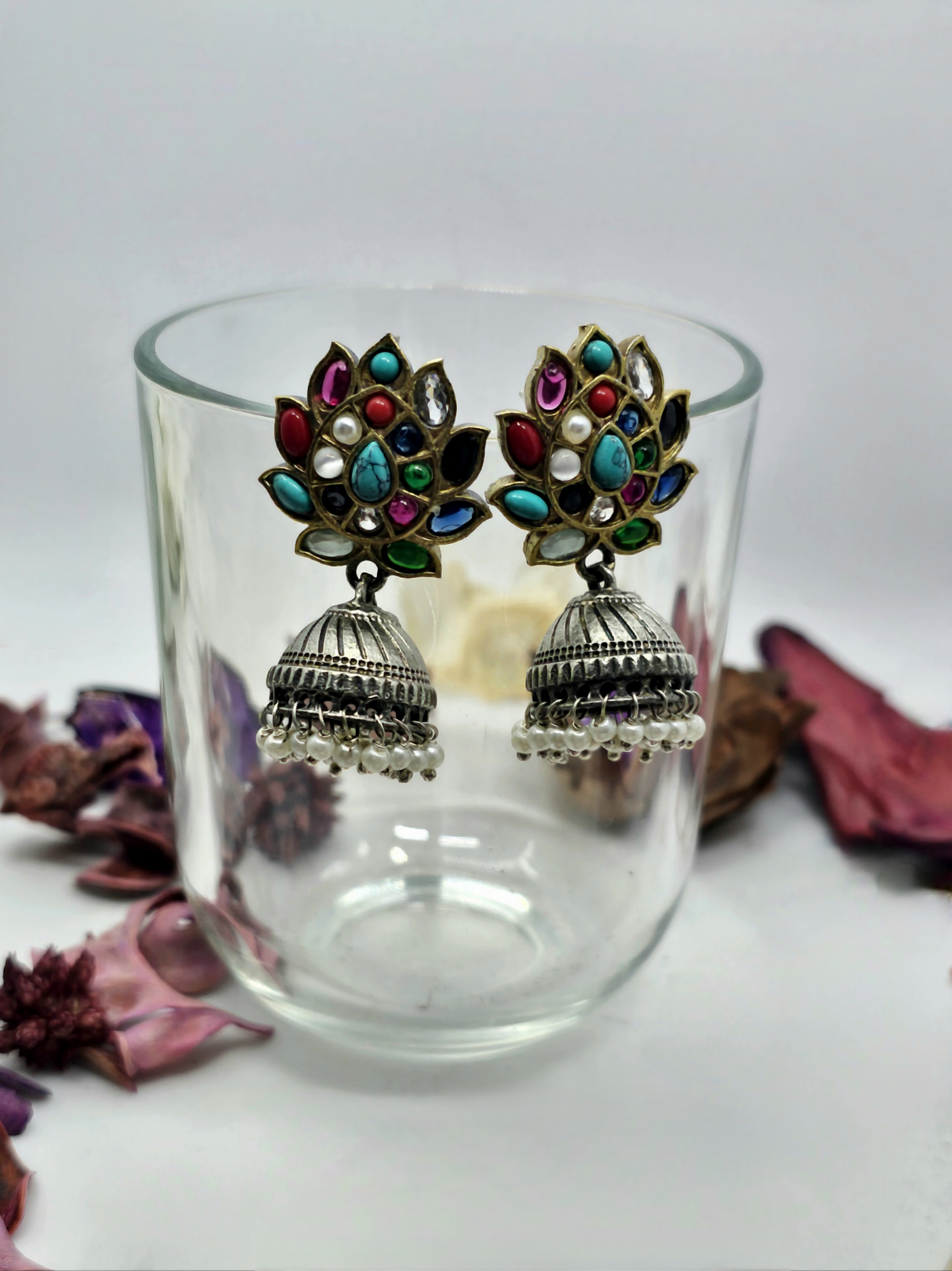 Beaded Paisley Jhumki Earrings