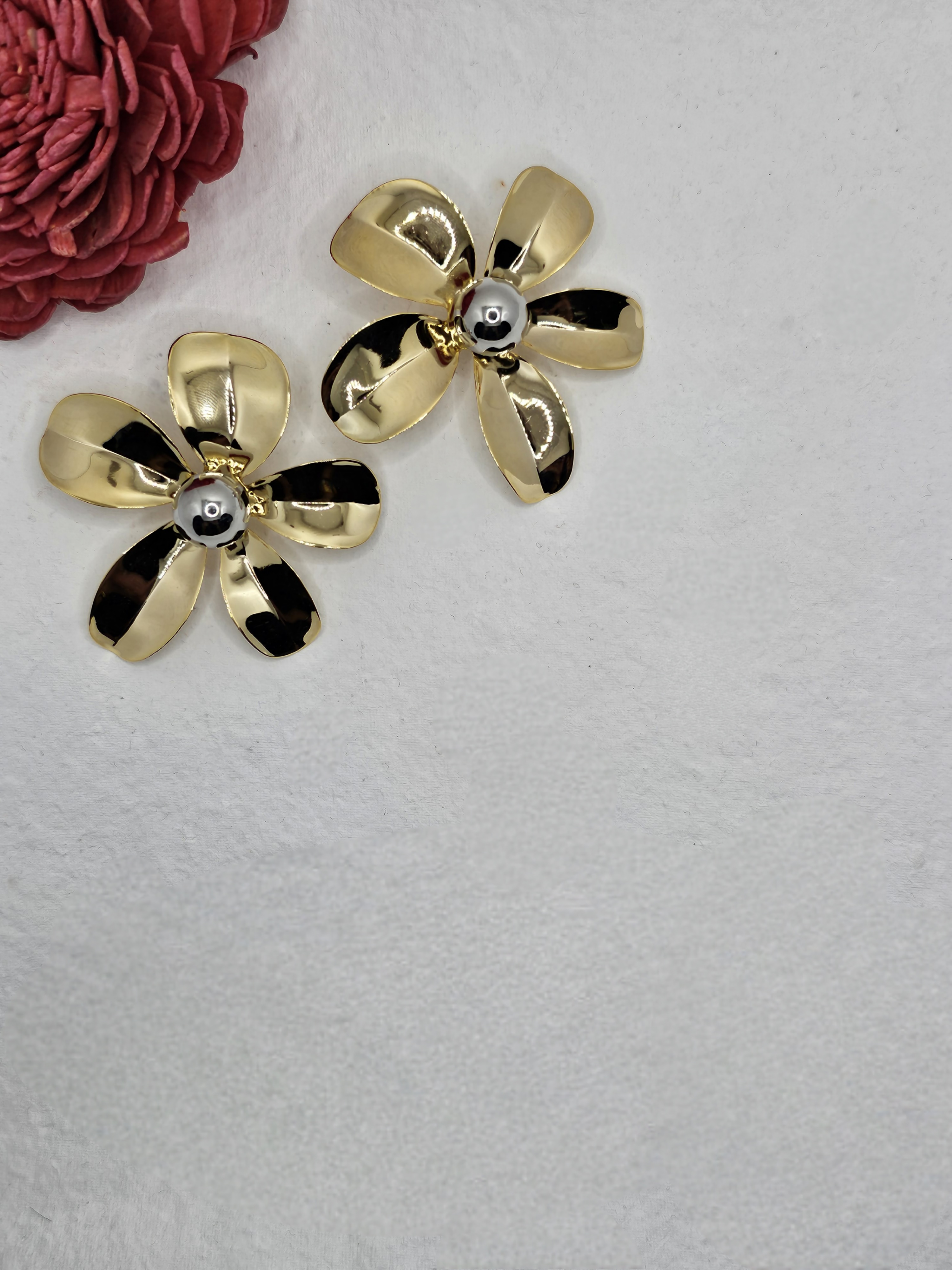 Metallic Pansy Party Stud Earrings