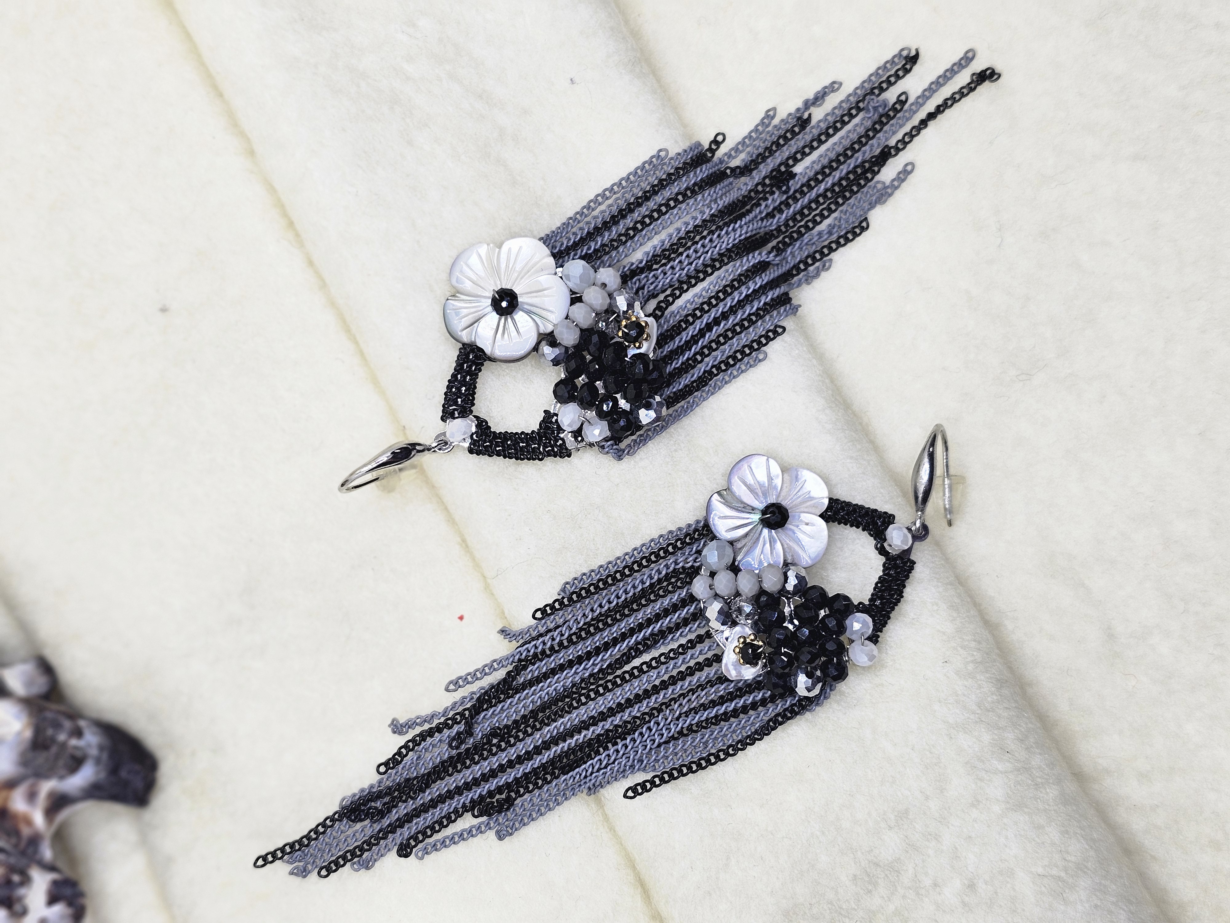 Midnight Blossom Tassel Earrings