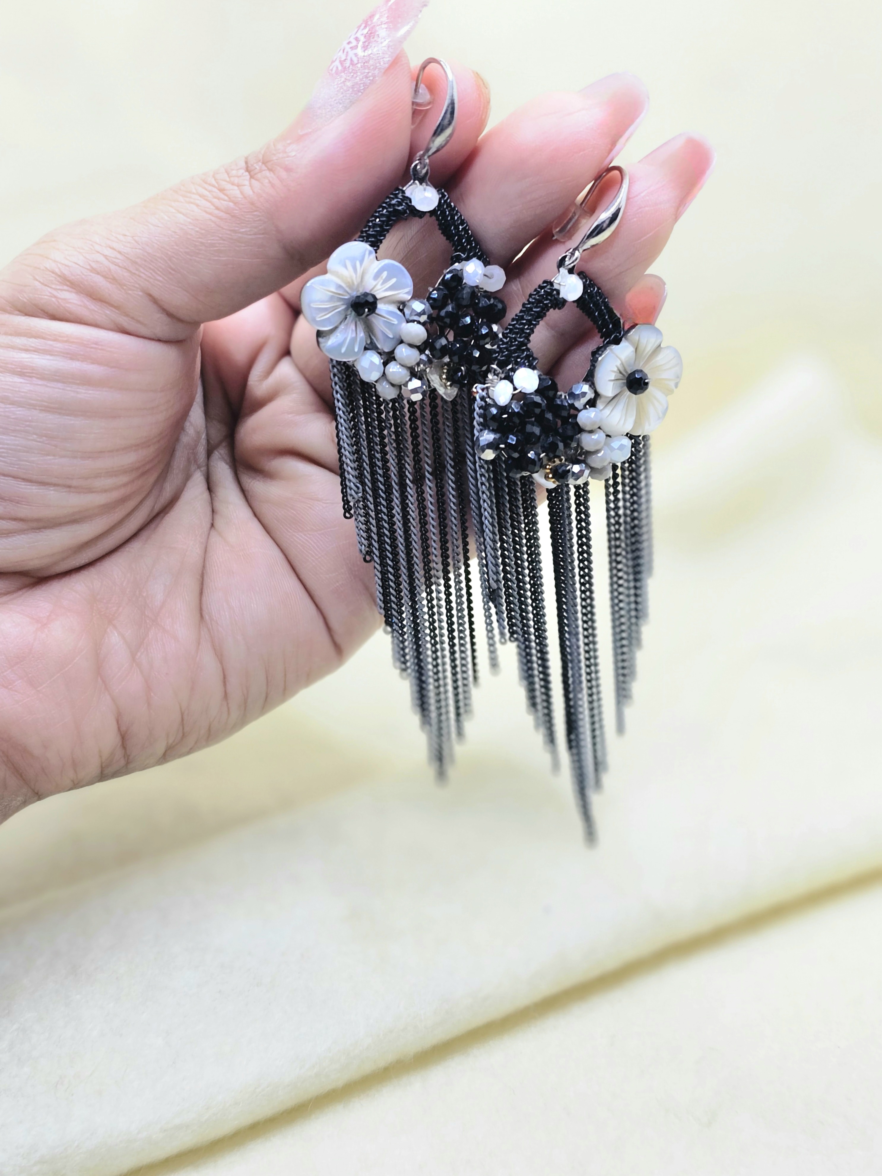 Midnight Blossom Tassel Earrings