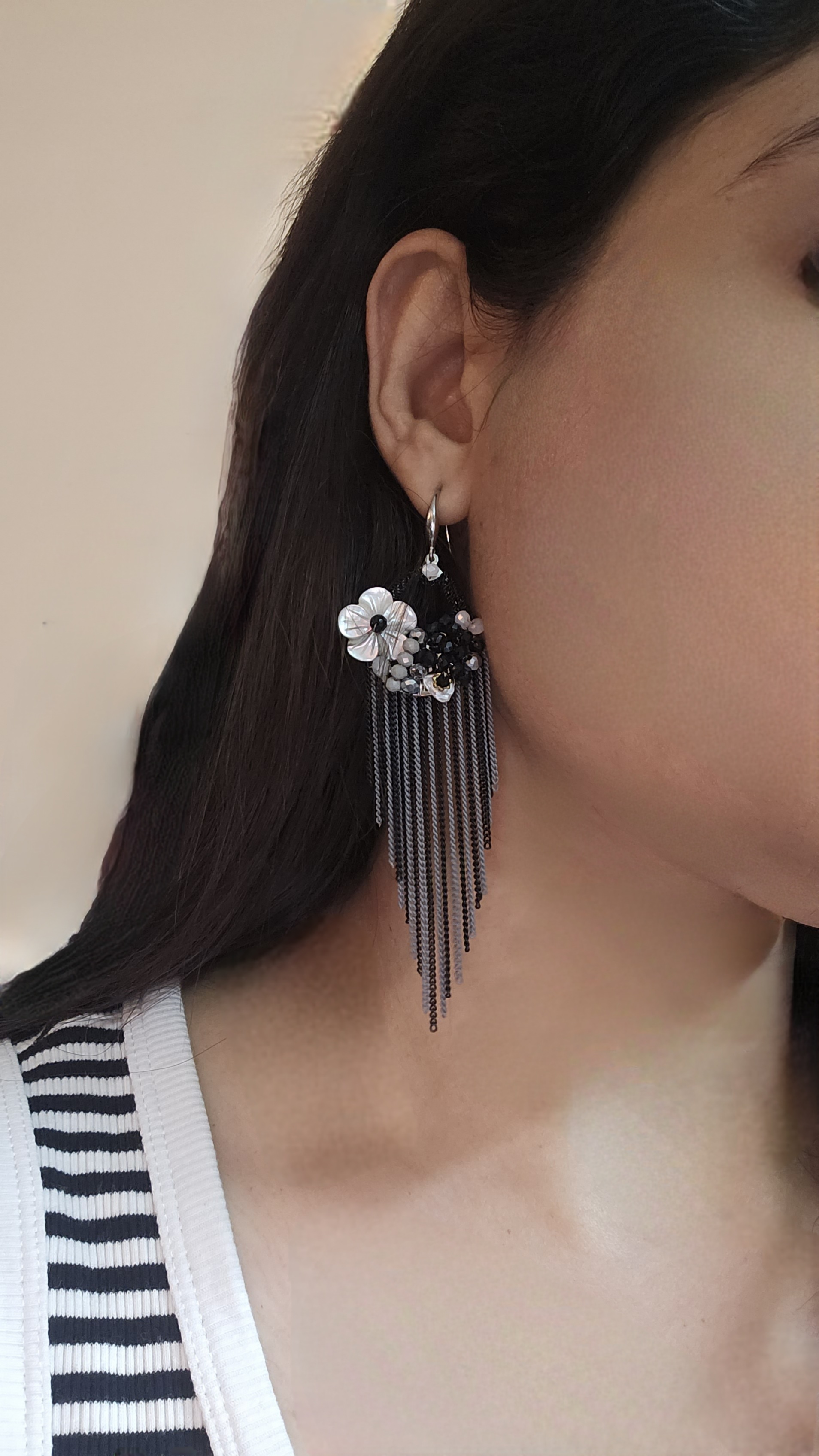 Midnight Blossom Tassel Earrings