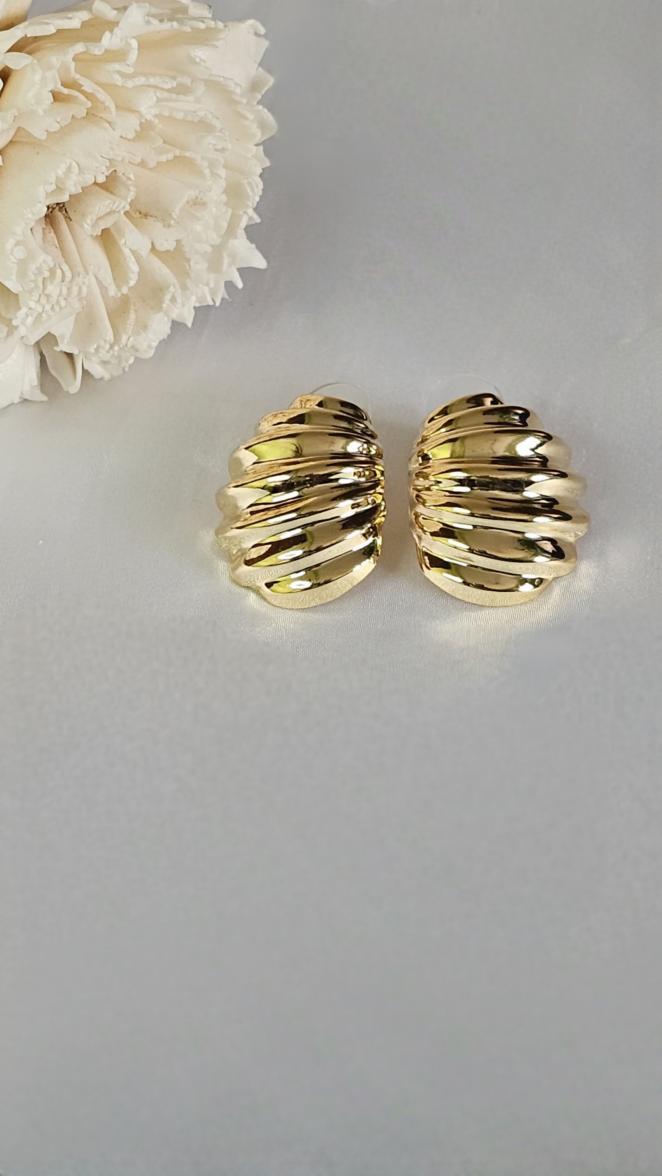 Pleated Gold Studs